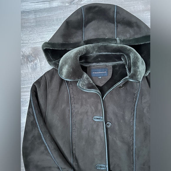 Vintage Portrait Green/Brown Faux Fur Heavy Warm Jacket - Picture 4 of 4